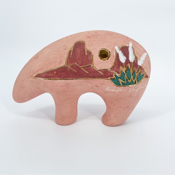 Russell Originals by Vera Russell 22K Gold Trim Southwestern Bear Pottery - Picture 1 of 8